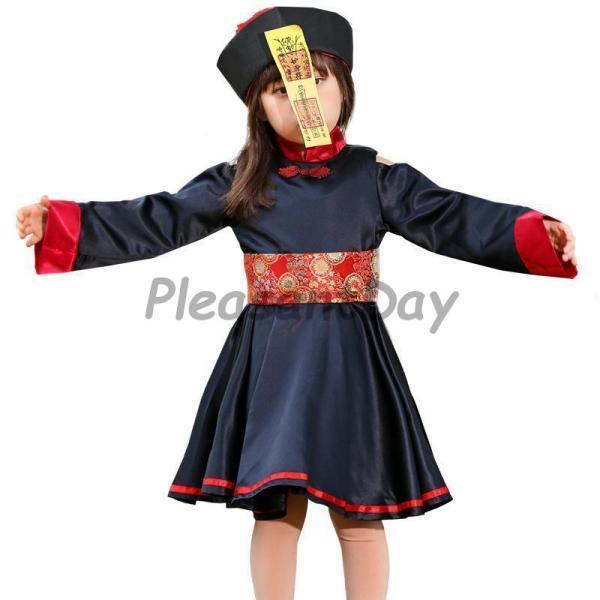 コスプレ 子供 キョンシー 衣装 チャイナ服 ゾンビ コスチューム キッズ 女の子 ガールズ レディース 妖怪 お化け 悪魔