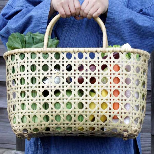 クラフト白竹手提げかごバッグ 限定】白竹八ツ目手提げかご（特小）小振りで手軽に持てるお