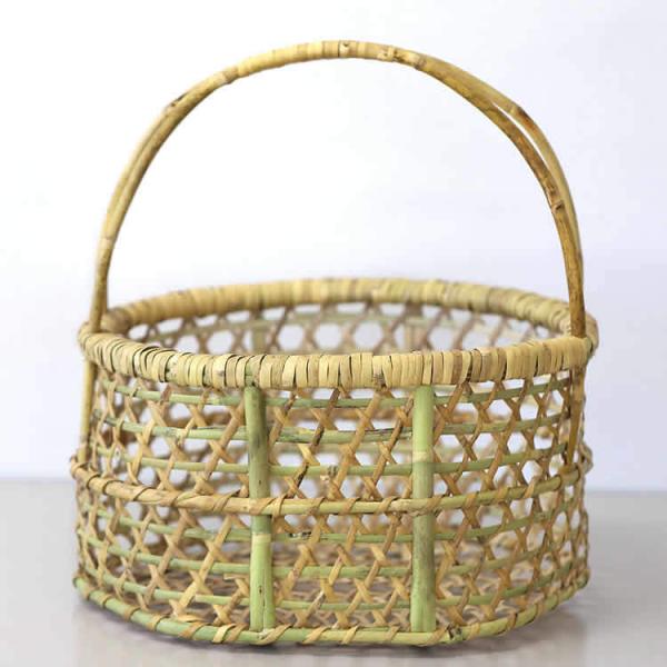 カゴ　取手付き　虎竹　美品 虎竹手付きミニ籠バック | 虎斑竹専門店 竹虎