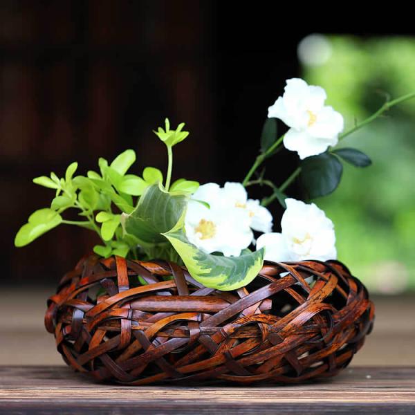 花器　牡丹籠 染牡丹籠(手付)No.3 | 花器・花瓶,竹器 | フラワーショップ花楽