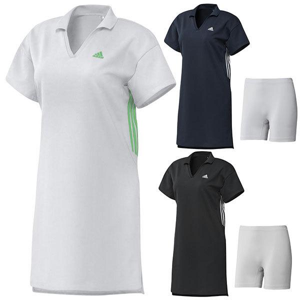 アディダス ゴルフ ワンピース 半袖 レディース ゴルフウェア スキッパーポロワンピース ポロ ワンピ インナーパンツ付き ライン Bm574 黒 紺 白 Adidas Golf 竹内ゴルフ Paypayモール店 通販 Paypayモール