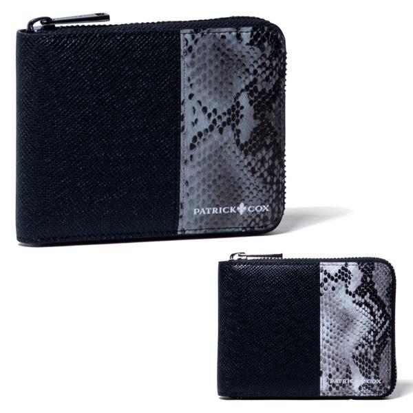 パトリックコックス ラウンドファスナー 二つ折り 財布 メンズ 折り財布 折財布 牛革 かぶせ 小銭入れ パイソン柄 カード さいふ 黒 ブラック ブランド Pxmw2ps3 竹内ゴルフ Paypayモール店 通販 Paypayモール