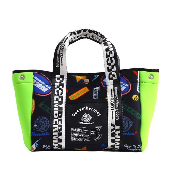 ディセンバーメイ ゴルフ ラウンドバッグ ミニトートバッグ カートバッグ メンズ レディース ゴルフバッグ ネオプレーン 総柄 ブラック ブランド  レア 3-999-850