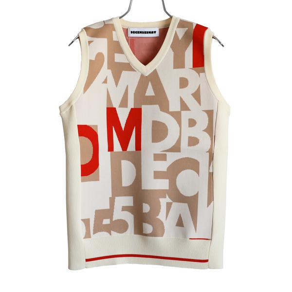 ディセンバーメイ ゴルフ ベスト レディース Vネック ニット ニットベスト ノースリーブ 軽量 総柄 ゴルフウェア ブランド ベージュ 秋 冬 春 2-205-1022 DECEMBERMAY ディセンバーメイ ゴルフ ベスト レディース Vネック ニット ニット