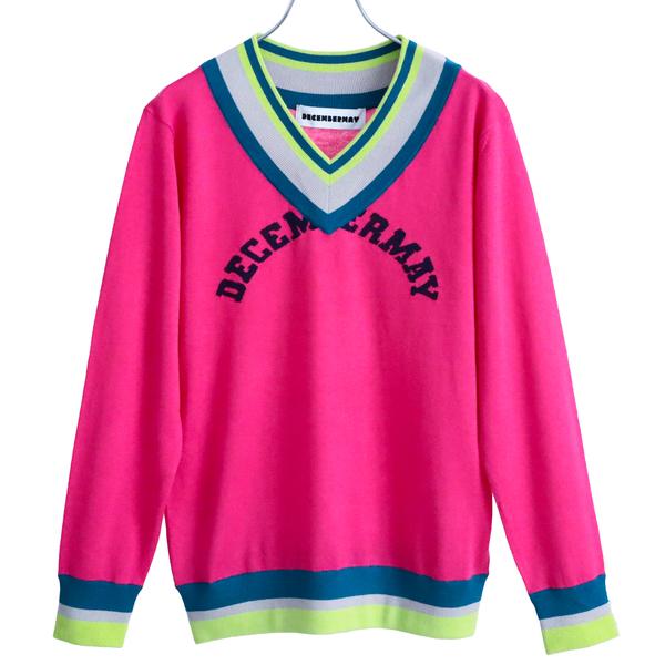ディセンバーメイ ゴルフ Vネック セーター レディース ニット 長袖 薄手 ミドル丈 プルオーバー ピンク 春 夏 秋 ゴルフウェア ブランド 2-205-1018 DECEMBERMAY ディセンバーメイ ゴルフ Vネック セーター レディース ニット 長袖