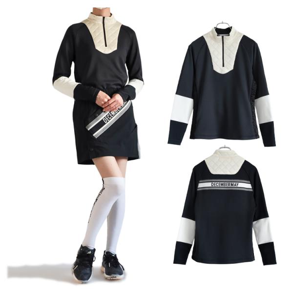 ディセンバーメイ ゴルフ フリース レディース ハーフジップ 長袖 ハイネック ミドル丈 トップス ブルゾン 蓄熱 保温 UVケア ストレッチ キルティング ゴルフウェア ブランド DECEMBERMAY 2-212-0136 ディセンバーメイ ゴルフ フリース レディース ハーフジップ 長袖