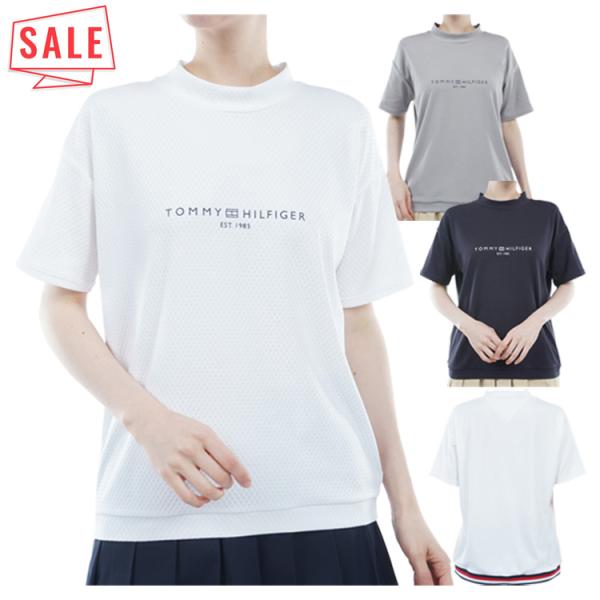 トミーヒルフィガー ゴルフ モックシャツ レディース 半袖 ハイネック シャツ UVカット  ロゴ ゴルフウェア ブランド 無地 春 夏 秋 THLA418 TOMMY HILFIGER GOLF（トミー ヒルフィガー ゴルフ） トミー