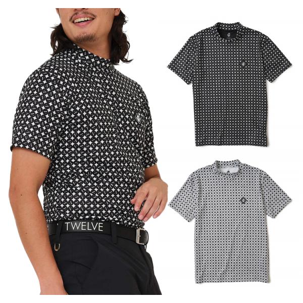 V12 ゴルフ モックシャツ メンズ 半袖 シャツ ハイネック モックネック