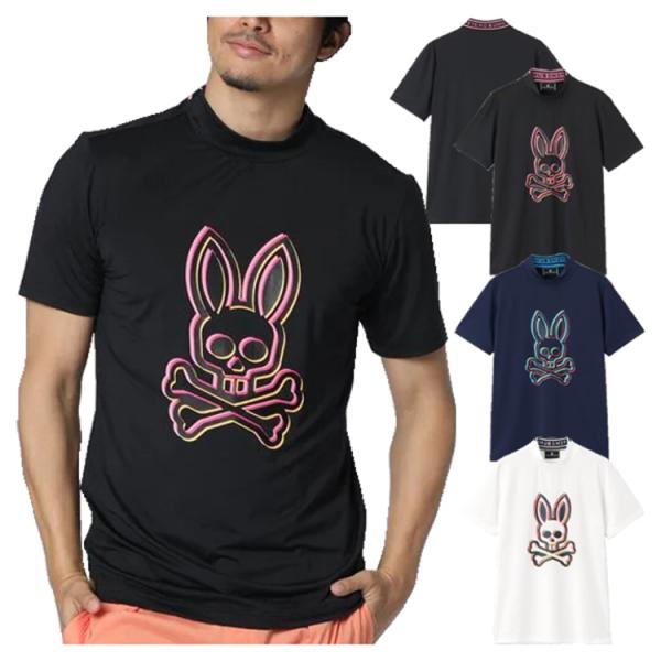 新品Psycho Bunnyサイコバニーゴルフウェアメンズ半袖モックネックシャツ Psycho Bunny（サイコバニー） ゴルフ モックシャツ メンズ 半袖