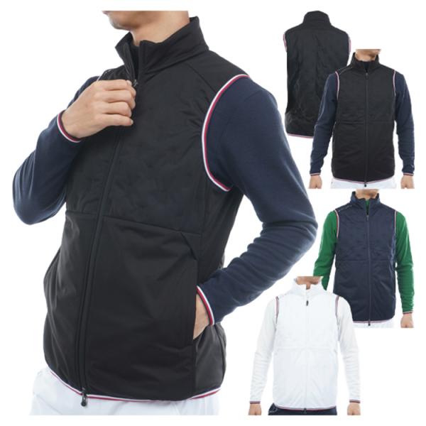 トミーヒルフィガー ゴルフ ベスト メンズ ジャケットベスト キルトベスト ハイネック 中綿 ストレッチ 防風 ゴルフウェア ブランド 無地 ロゴ 秋 冬 THMA577 TOMMY HILFIGER GOLF（トミー ヒルフィガー ゴルフ） トミー