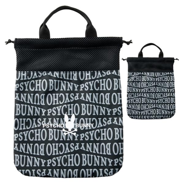 サイコバニー ゴルフ マルチバッグ メンズ レディース 巾着 ラウンドバッグ シューズケース バックインバッグ ゴルフバッグ 総柄 PBMG6AEA Psycho Bunny
