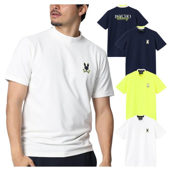 サイコバニー ゴルフ モックシャツ メンズ 半袖 シャツ Tシャツ モックネック 吸汗速乾 ゴルフウェア 無地 ロゴ 春 夏 ブランド GF719 PSYCHO BUNNY