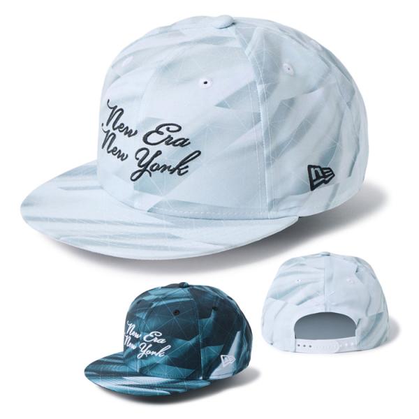 ニューエラ ゴルフ キャップ メンズ レディース 帽子 カットグラス 9FIFTY 14747221 14747222 NEW ERA ブランド 総柄 シール フラットバイザー スナップバック