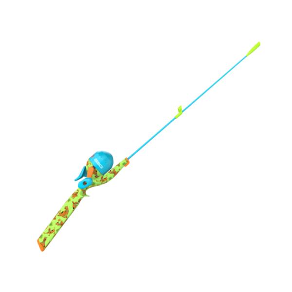 ゼブコ Zebcoの スクービー・ドゥー Scooby Doo スピンキャストリール一体式ロッドです。色はブルーです。お子様の入門用タックルですので構造を簡略化するためにスピンキャストリールとロッドを一体化しています。またハンドルノブとサム...