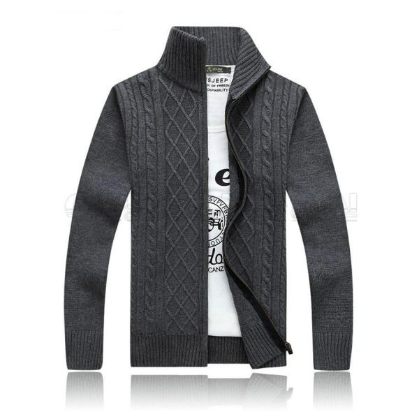 人気新品 ハイネック ニットカーディガン メンズ ニットジャケット アウター 秋冬 タートルネック トップス 正規品送料無料 ケーブル編み カジュアル