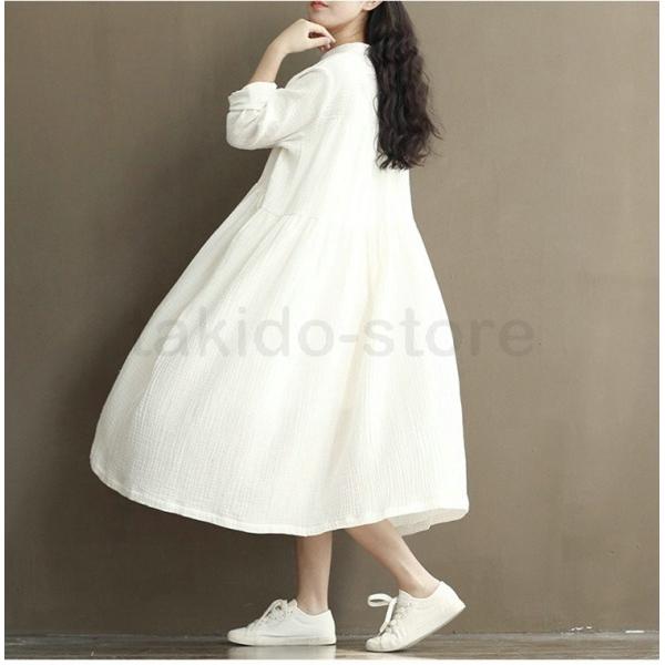 入荷予定 人気新品 レディース ワンピース ロング丈 長袖 マキシワンピース カジュアル 森ガール 無地 ゆったり Aライン