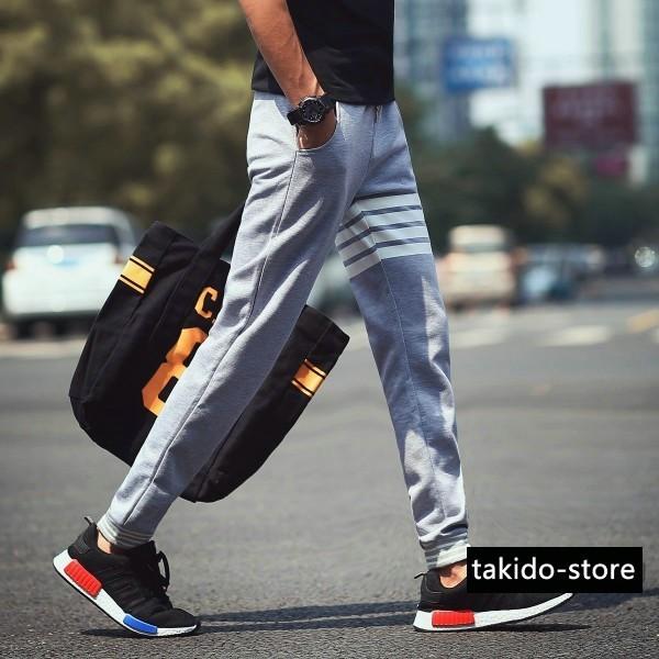 18春夏 スウェットパンツ メンズ スエット ロングパンツ ジャージ 部屋着 新生活 ボーダー スポーツ 運動着 カジュアル 無地