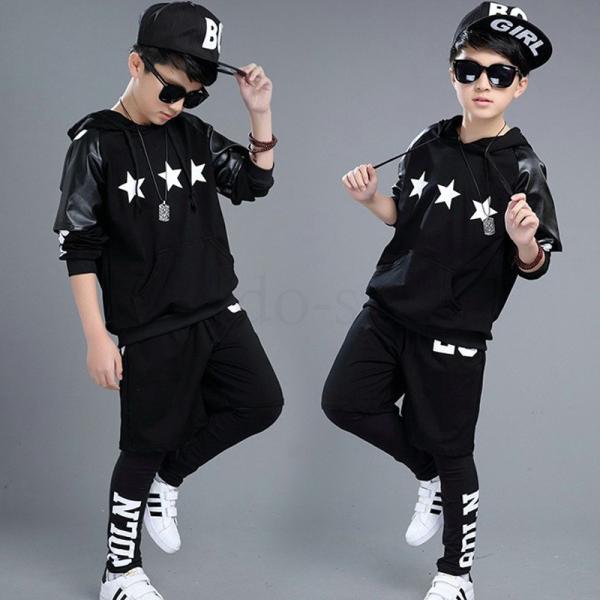 3点セット ダンス 衣装 ヒップホップ スウェット おしゃれ ジャージ キッズ 男の子 女の子 セットアップ サルエルパンツ