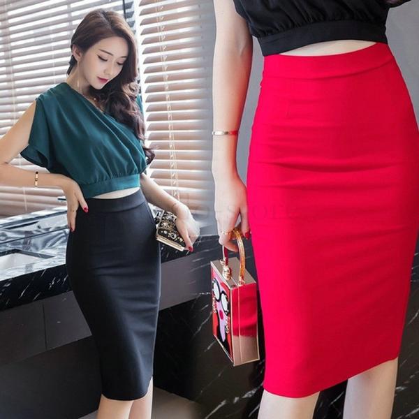 タイトスカート ペンシルスカート ハイウエストストレッチ レディース