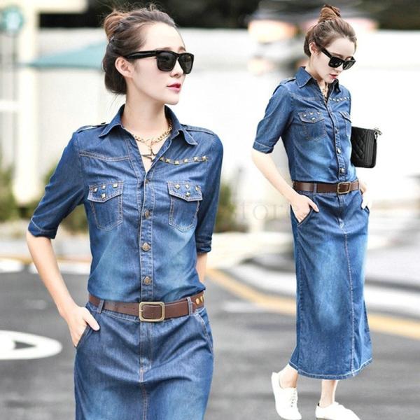 ロングデニムワンピース マキシ丈 レディース 春秋シャツワンピース 長袖ダンガリー調 着痩せ体型カバー 大人カジュアル通勤 オフィス Ol きれいめ Buyee Buyee 提供一站式最全面最專業現地yahoo Japan拍賣代bid代拍代購服務 Bot Online