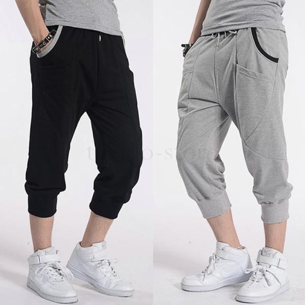 ハーフパンツ スウェットパンツ メンズ サルエル スポーツ スウェット 7分丈 クロップドパンツ 夏 メンズ無地