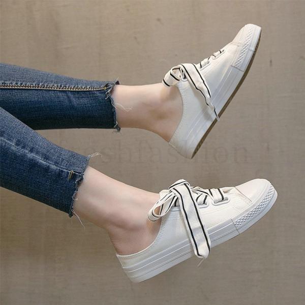 かかとなし スニーカー サンダル 開店記念セール レディース ヒール 履きやすい クロッグサンダル軽い 婦人靴 白 サボ サンダルスニーカー キャンバス