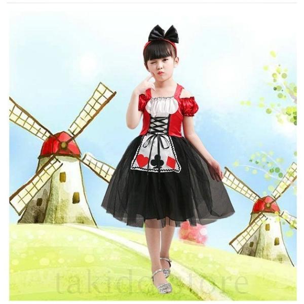 新作通販 ハロウィン コスチューム コスプレ メイド服 女の子 ハートの女王 キッズドレスプリンセス 赤 黒 セール 衣装 ワンピース