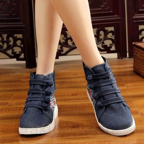 スニーカー 大きいサイズ ハイカットスニーカー 刺繍スニーカー 刺繍 倉 インヒールスニーカー レディース 人気