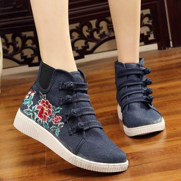 スニーカー 大きいサイズ ハイカットスニーカー 刺繍スニーカー 刺繍 倉 インヒールスニーカー レディース 人気