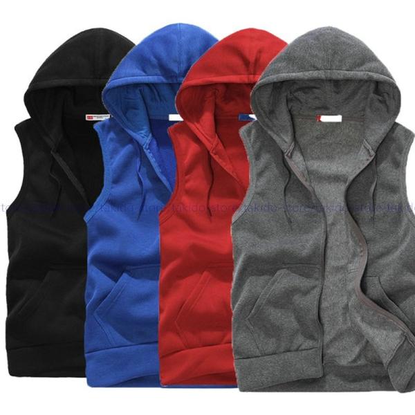 春秋ノースリーブパーカー メンズ スポーツ ダンス ジョガー スウェット 部屋着 送料無料 ジップアップパーカー カジュアル アウター パーカーベスト 袖なしジャージ