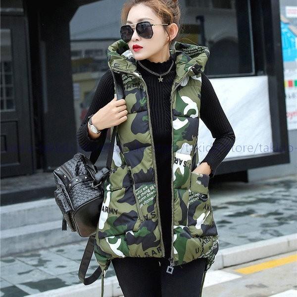 人気新品 迷彩柄ダウンベスト 中綿ベスト ロング丈 厚手アウター フード付き レディース 中綿カモフラ柄ベスト 秋冬アウター スリム 着痩せ Buyee Buyee Japanese Proxy Service Buy From Japan Bot Online