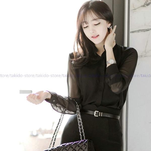 スプリング 春夏 シフォン ブラウス レディース トップス セクシー 長袖ワイシャツ ブラック シースルー袖 シフォンブラウス オフィス Ol 上品 インポート Buyee Buyee Japanese Proxy Service Buy From Japan Bot Online