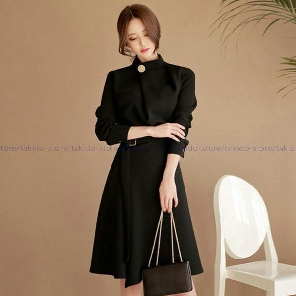 Aライン ワンピース 長袖 ハイネック 黒 大人エレガント 着痩 結婚式 披露宴 パーティードレス 上品 優雅 お呼ばれol 通勤 Buyee Buyee Japanese Proxy Service Buy From Japan Bot Online