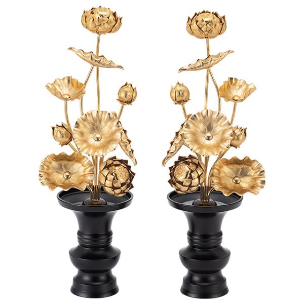 仏壇屋 滝田商店 常花 花立付 6寸(一対) 総高さ31cm（仏壇用 日本製