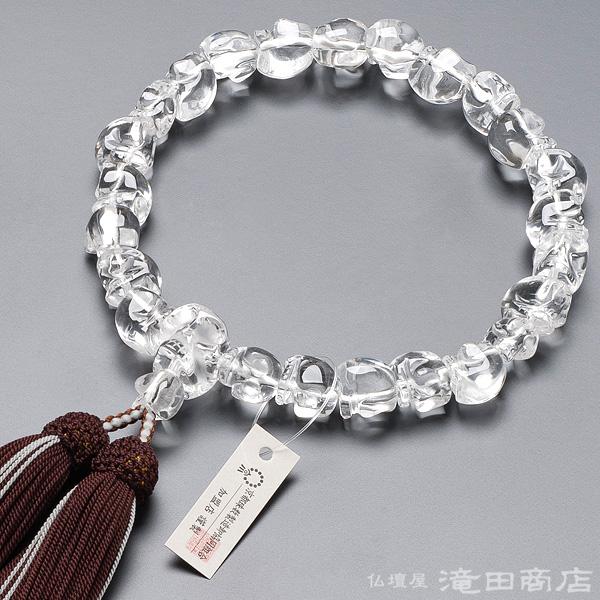 仏壇屋 滝田商店 数珠 男性用 本水晶 骸骨彫り 22玉 念珠袋付き : 仏壇