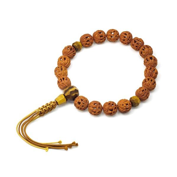 仏壇屋 滝田商店 男性用数珠 羅漢彫 虎目石切子仕立 18玉 : 仏壇