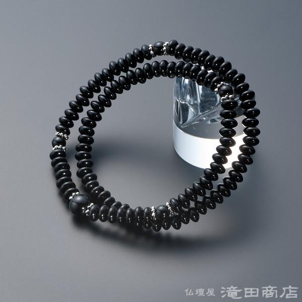 仏壇屋 滝田商店 腕輪念珠 数珠 ブレスレット 108珠 黒オニキス メタル