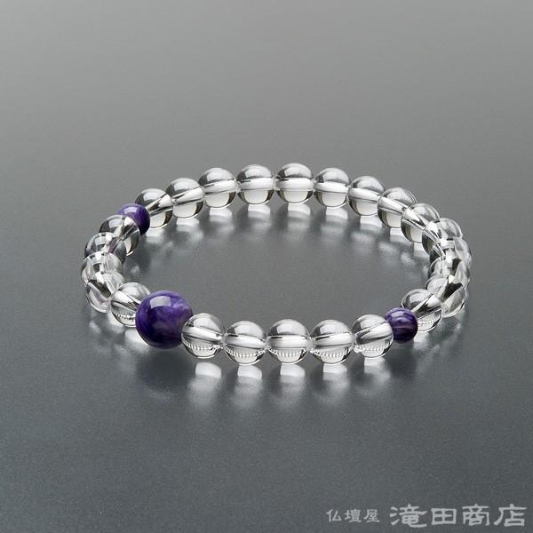 腕輪念珠　ブレスレット　チャロアイト 仏壇屋 滝田商店 腕輪念珠 数珠 ブレスレット 本水晶 チャロアイト仕立