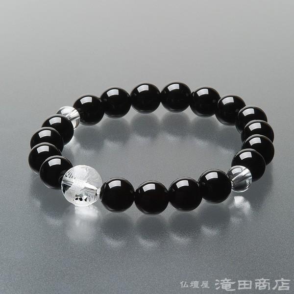 ＊みだきゆ様お取置き2/15＊太極石　麒麟　水晶回紋珠　オニキス　ブレスレット 仏壇屋 滝田商店 腕輪念珠 数珠 ブレスレット 黒オニキス 龍彫り本水晶