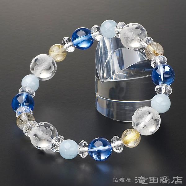 仏壇屋 滝田商店 四神ブレス 数珠 ブレスレット ブルー水晶10mm アクア