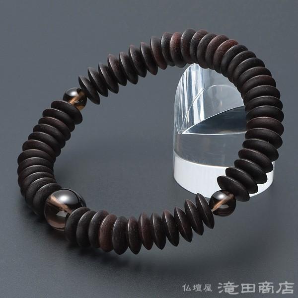 仏壇屋 滝田商店 腕輪念珠 数珠 ブレスレット 縞黒檀(艶消) 平玉 仏壇屋 滝田商店 腕輪念珠 数珠 ブレスレット 縞黒檀(艶消) 平玉