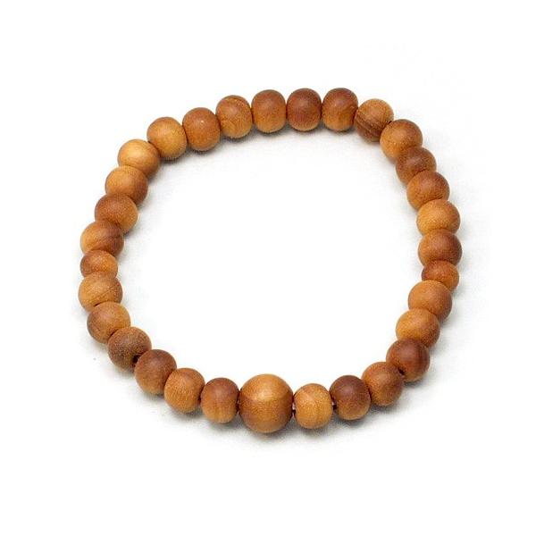 珠の素材：白檀 7mm玉腕輪直径：6cm（男女兼用）内寸法：約16cm備考：プラスチックケース入り腕輪念珠は、厄除けや所願成就のお守りとして手首につける念珠です。白檀(びゃくだん)は、古くから香りの良い希少な香木として知られ、線香の材料や仏...