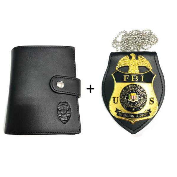 ポリスバッジ FBI 連邦捜査局+USポリスウォレット バッジホルダー＆ID 