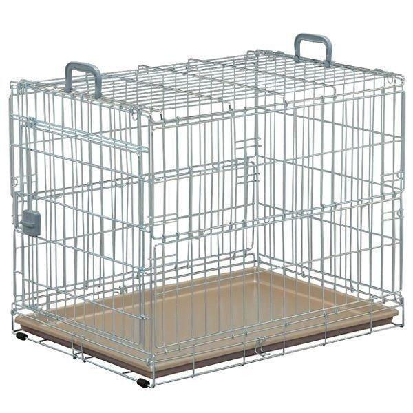 キャリーや簡易ケージとして移動に便利なペット用の折りたたみケージです。ロックを外して天面パネルを引き上げ、前面と後面のパネルを立ち上げて固定するだけの簡単組み立て！使わないときは折りたたんで室内や車などに、コンパクトに収納できます。取っ手付...