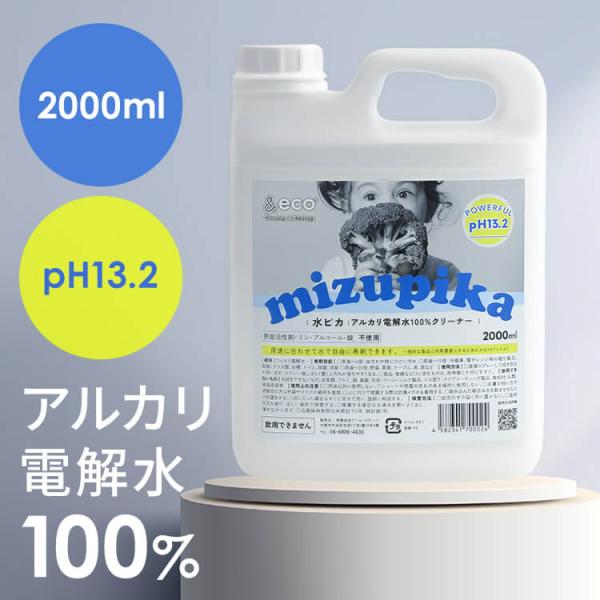 他サイト： アルカリ電解水 2L 高濃度 pH13.1 水ピカ 消臭 除菌 油汚れ ペット ベビー用品 お風呂 掃除 液体洗剤 eco アルカリ電解水クリーナーの商品画像