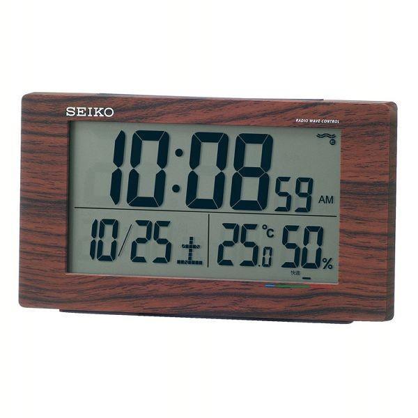 SEIKO（セイコー） 目覚し時計 電波 デジタル カレンダー ブラウン