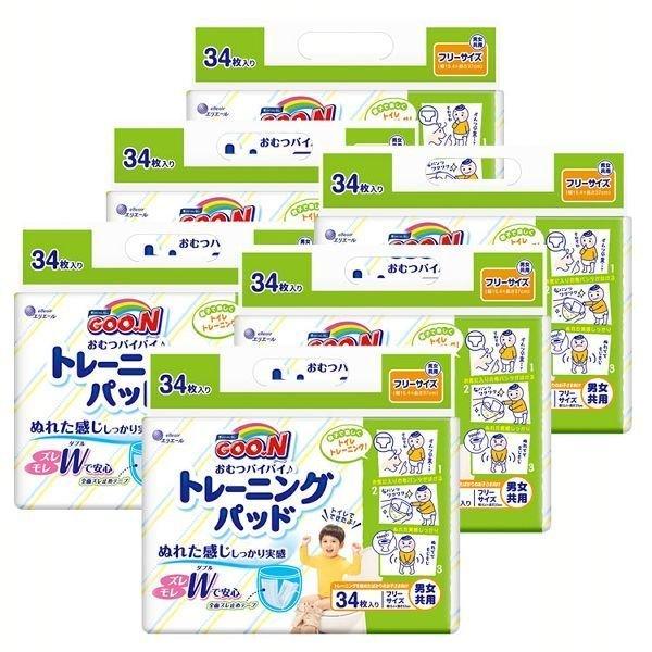 6個セット] グーン おむつバイバイトレーニングパッド 204枚（34枚×6