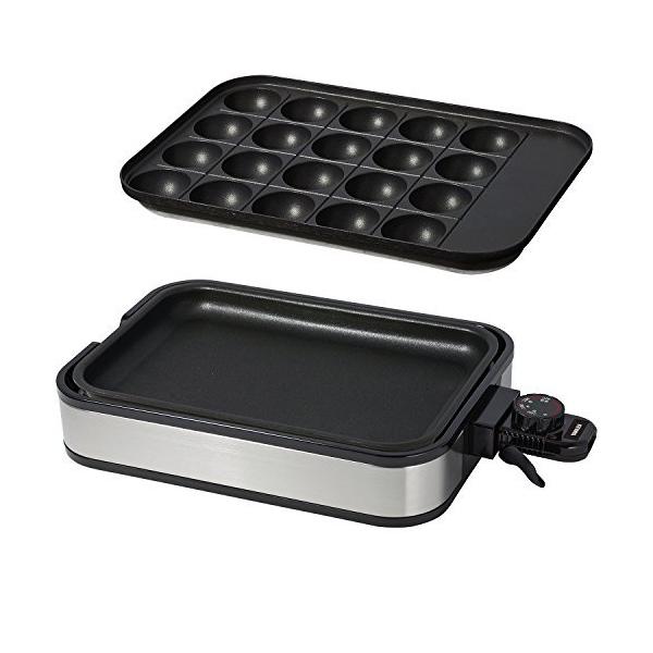山善 着脱式ホットプレートたこ焼きプレート平面プレート付 YHAW100S メーカー保証1年