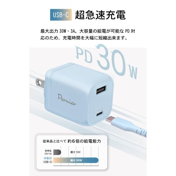 �T�}�[�Z�[�������I�����d�q�H�� AC�A�_�v�^ PD30W �R���Z���g�[�d�� �����K���E�� USB-C 1�|�[�g USB-A 1�|�[�g PPS�Ή� ���}���[�d PR-AP153UC ���{���[�J�[ ���i�摜2