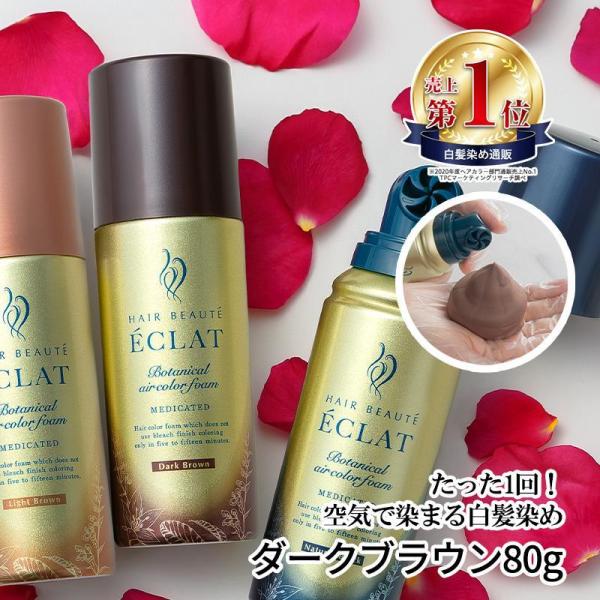 リニューアル品新登場！【送料無料】ヘアボーテエクラ　ボタニカルエアカラーフォームは「空気で染める」カンタン手軽な泡タイプの白髪染め。一剤式で混ぜる手間なし！髪になじませて5分置くだけ。白髪の内部までカラーリング成分が浸透し、ムラなく染め上げ...